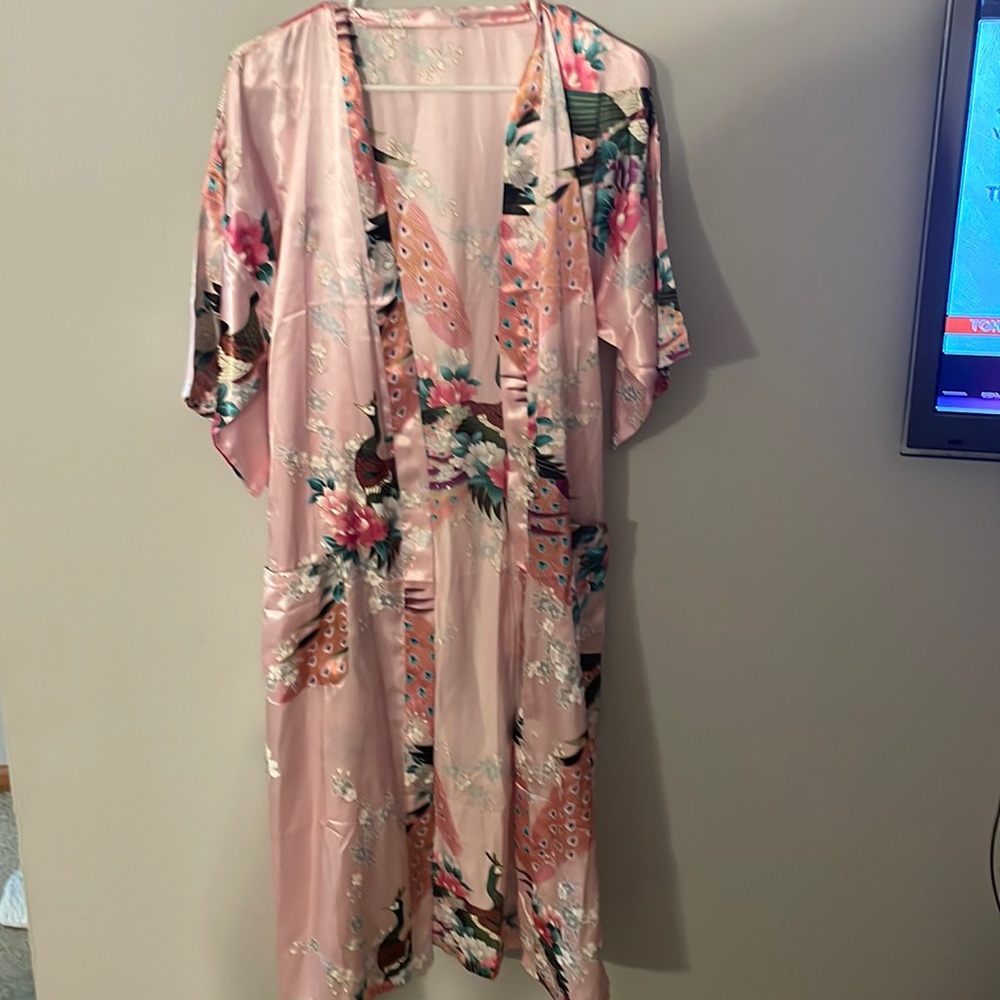 Pink peacock robe. One size fits small - large